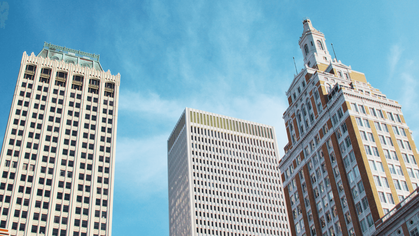 Downtown Tulsa towers seen from street level